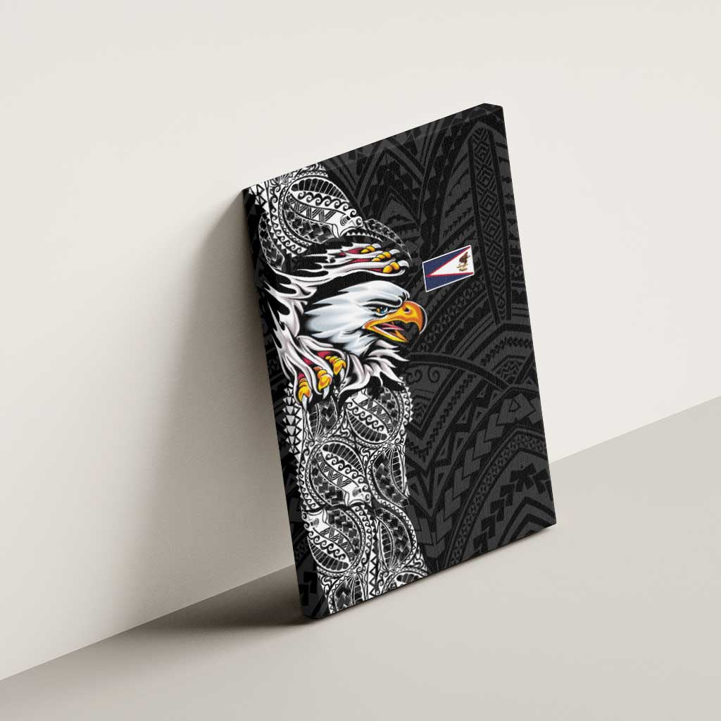 American Samoa Flag Day Canvas Wall Art Tribal Tattoo with Eagle Black