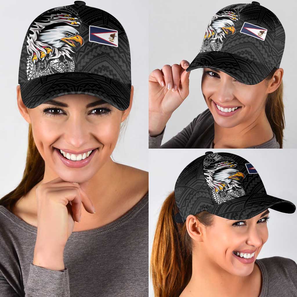 American Samoa Flag Day Classic Cap Tribal Tattoo with Eagle Black