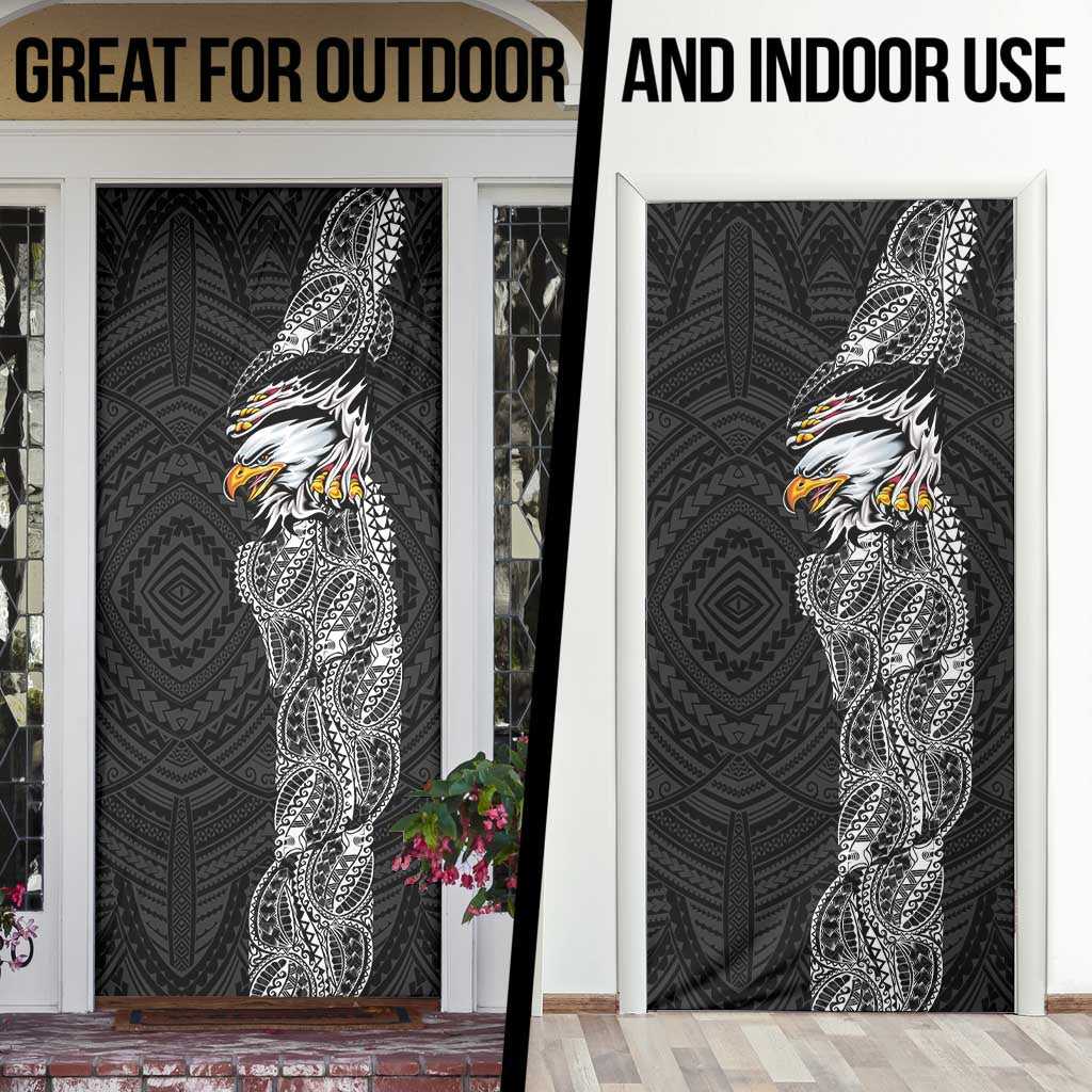 American Samoa Flag Day Door Cover Tribal Tattoo with Eagle Black