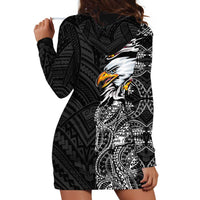American Samoa Flag Day Hoodie Dress Tribal Tattoo with Eagle Black