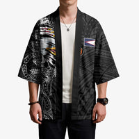 American Samoa Flag Day Kimono Tribal Tattoo with Eagle Black
