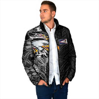 American Samoa Flag Day Padded Jacket Tribal Tattoo with Eagle Black