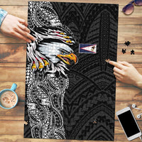 American Samoa Flag Day Puzzle Tribal Tattoo with Eagle Black