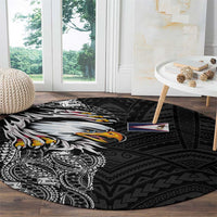 American Samoa Flag Day Round Carpet Tribal Tattoo with Eagle Black