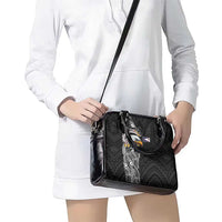 American Samoa Flag Day Shoulder Handbag Tribal Tattoo with Eagle Black