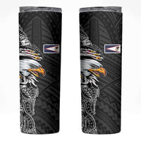American Samoa Flag Day Skinny Tumbler Tribal Tattoo with Eagle Black