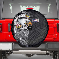 American Samoa Flag Day Spare Tire Cover Tribal Tattoo with Eagle Black