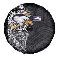 American Samoa Flag Day Spare Tire Cover Tribal Tattoo with Eagle Black