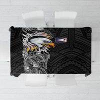 American Samoa Flag Day Tablecloth Tribal Tattoo with Eagle Black