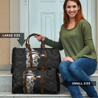 American Samoa Flag Day Travel Bag Tribal Tattoo with Eagle Black