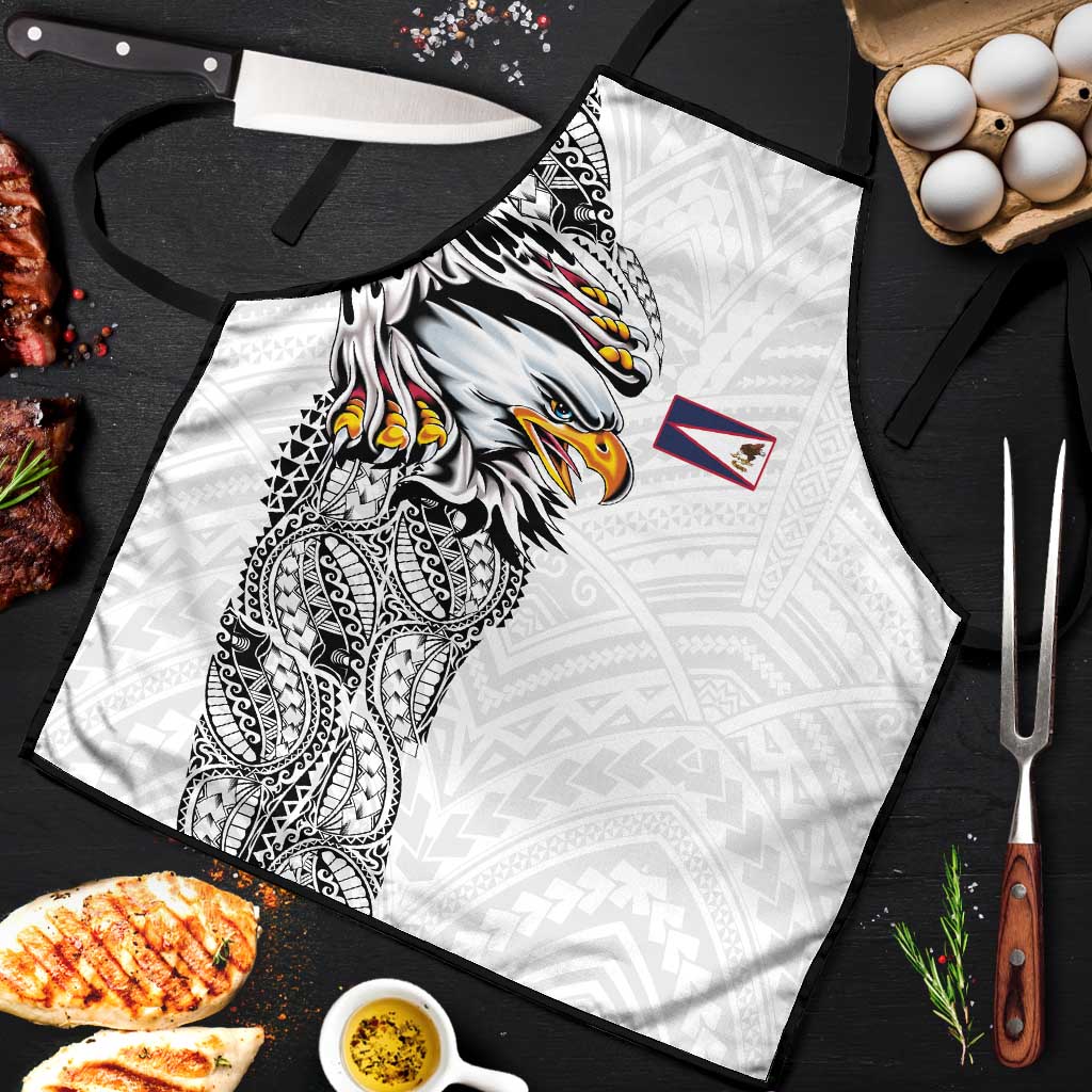 American Samoa Flag Day Apron Tribal Tattoo with Eagle White