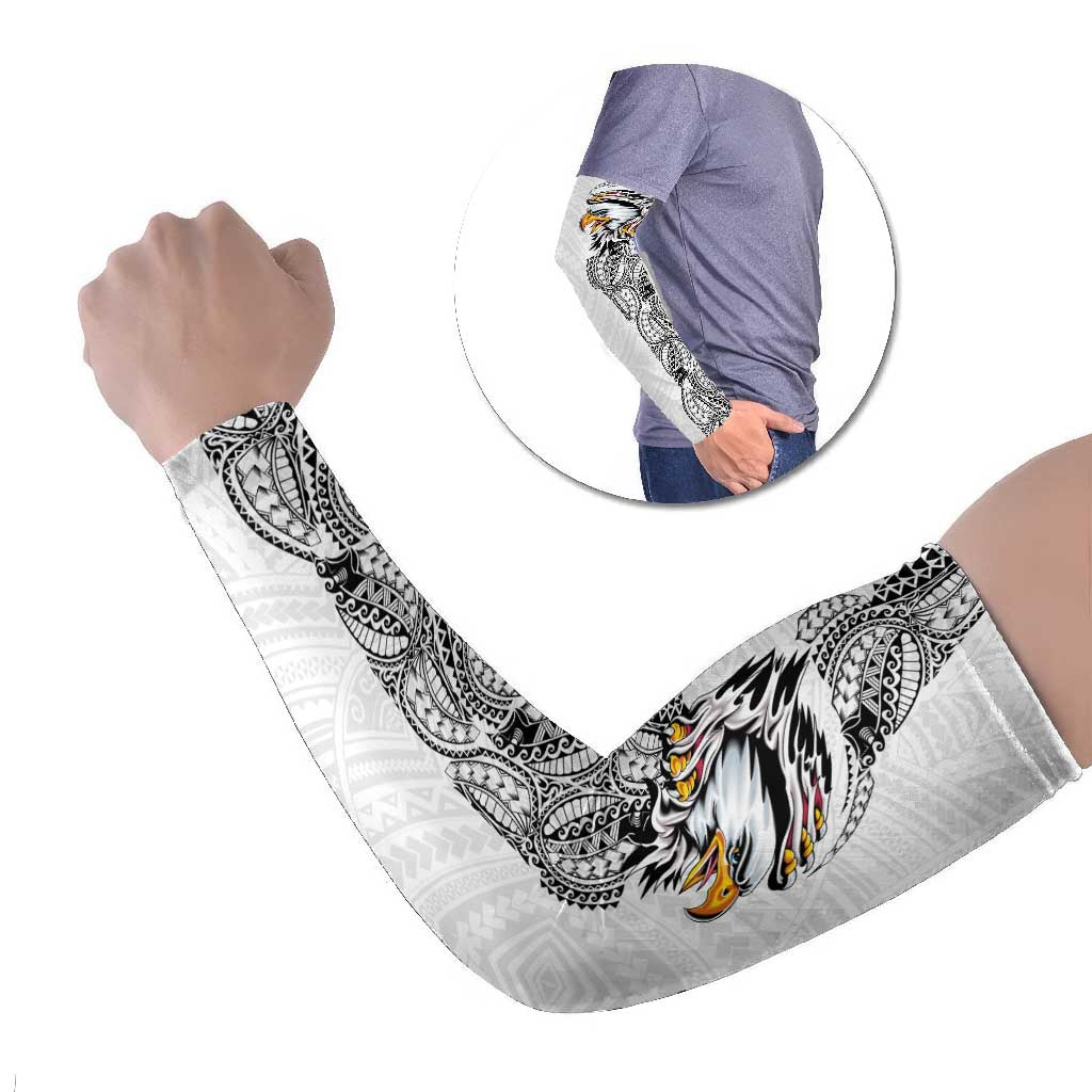 American Samoa Flag Day Arm Sleeves Tribal Tattoo with Eagle White