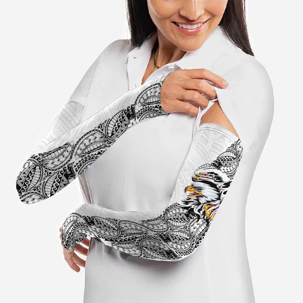 American Samoa Flag Day Arm Sleeves Tribal Tattoo with Eagle White