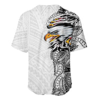 American Samoa Flag Day Baseball Jersey Tribal Tattoo with Eagle White