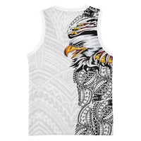 American Samoa Flag Day Basketball Jersey Tribal Tattoo with Eagle White