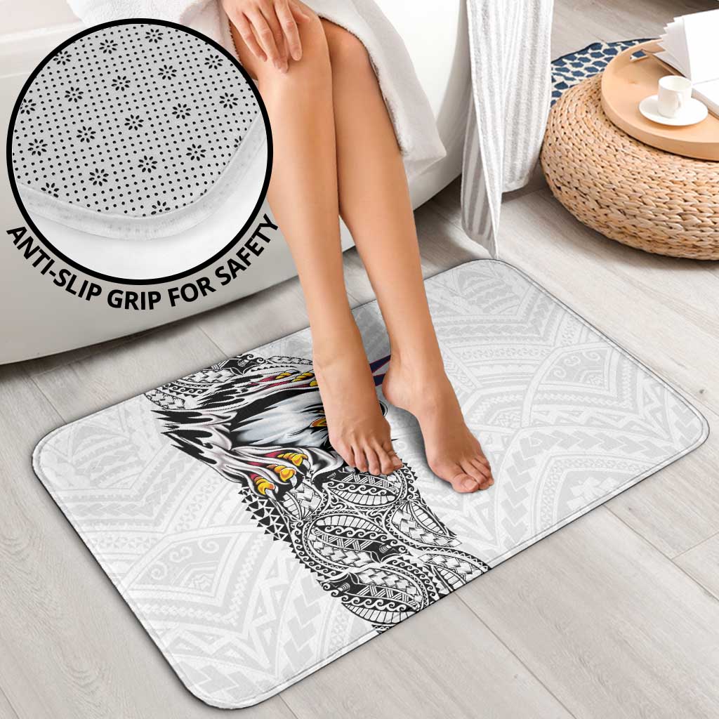 American Samoa Flag Day Bathroom Set Tribal Tattoo with Eagle White