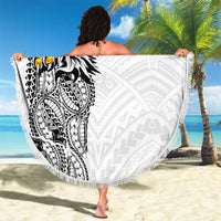 American Samoa Flag Day Beach Blanket Tribal Tattoo with Eagle White