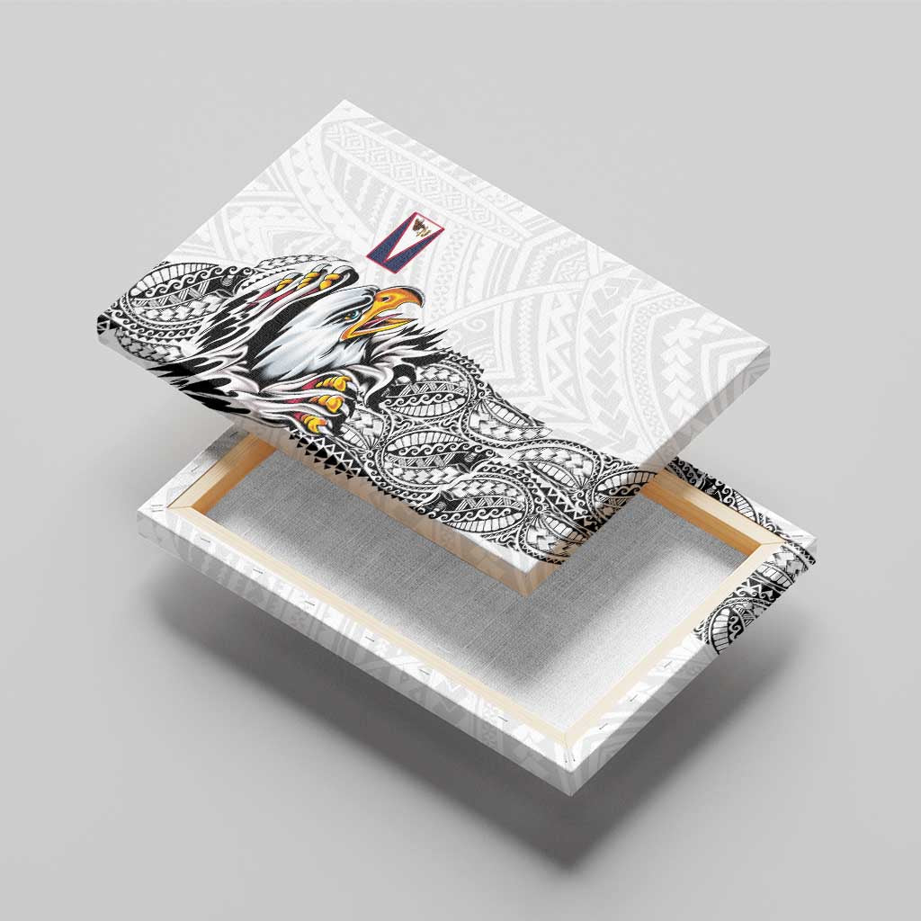 American Samoa Flag Day Canvas Wall Art Tribal Tattoo with Eagle White