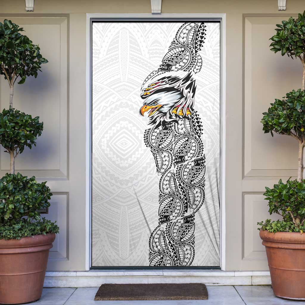 American Samoa Flag Day Door Cover Tribal Tattoo with Eagle White