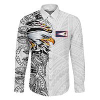 American Samoa Flag Day Family Matching Mermaid Dress and Hawaiian Shirt Tribal Tattoo with Eagle White