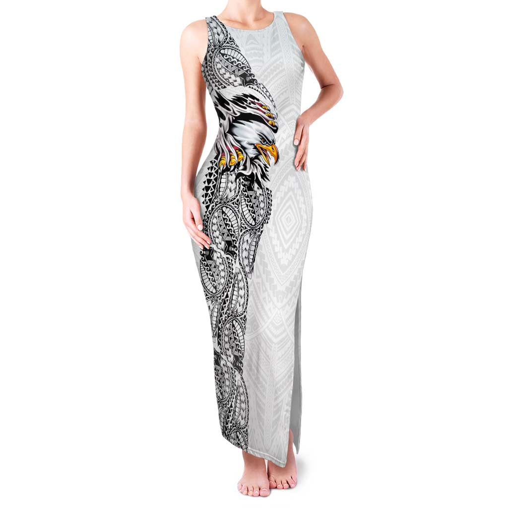 American Samoa Flag Day Family Matching Tank Maxi Dress and Hawaiian Shirt Tribal Tattoo with Eagle White