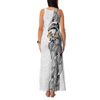 American Samoa Flag Day Family Matching Tank Maxi Dress and Hawaiian Shirt Tribal Tattoo with Eagle White