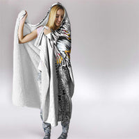 American Samoa Flag Day Hooded Blanket Tribal Tattoo with Eagle White