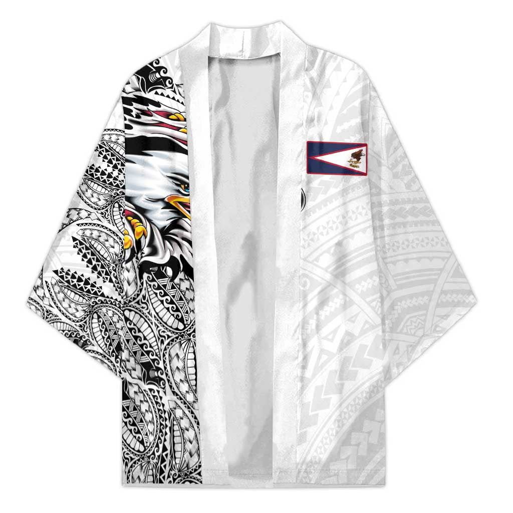American Samoa Flag Day Kimono Tribal Tattoo with Eagle White