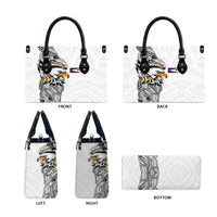 American Samoa Flag Day Leather Bag Tribal Tattoo with Eagle White