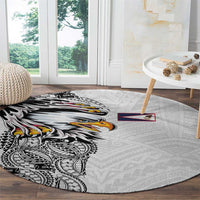 American Samoa Flag Day Round Carpet Tribal Tattoo with Eagle White