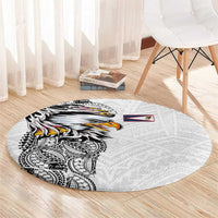 American Samoa Flag Day Round Carpet Tribal Tattoo with Eagle White