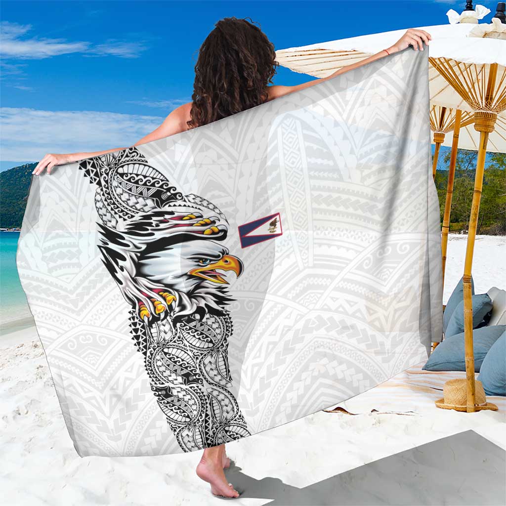 American Samoa Flag Day Sarong Tribal Tattoo with Eagle White
