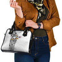 American Samoa Flag Day Shoulder Handbag Tribal Tattoo with Eagle White