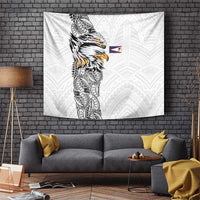 American Samoa Flag Day Tapestry Tribal Tattoo with Eagle White