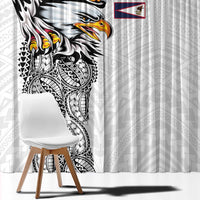American Samoa Flag Day Window Curtain Tribal Tattoo with Eagle White