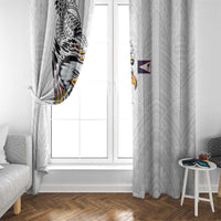 American Samoa Flag Day Window Curtain Tribal Tattoo with Eagle White