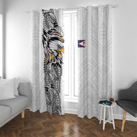 American Samoa Flag Day Window Curtain Tribal Tattoo with Eagle White