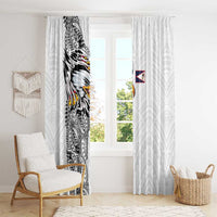 American Samoa Flag Day Window Curtain Tribal Tattoo with Eagle White