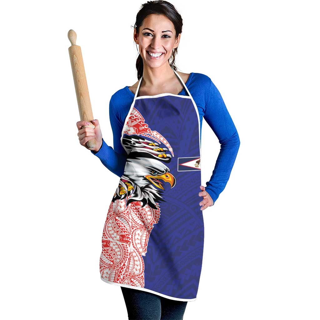 American Samoa Flag Day Apron Tribal Tattoo with Eagle Blue-Red