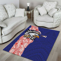 American Samoa Flag Day Area Rug Tribal Tattoo with Eagle Blue-Red