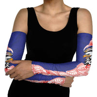 American Samoa Flag Day Arm Sleeves Tribal Tattoo with Eagle Blue-Red