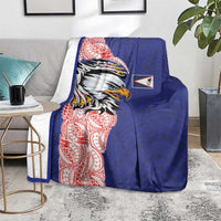 American Samoa Flag Day Blanket Tribal Tattoo with Eagle Blue-Red