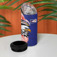 American Samoa Flag Day 4 in 1 Can Cooler Tumbler Tribal Tattoo with Eagle Blue-Red LT03 - Polynesian Pride