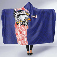 American Samoa Flag Day Hooded Blanket Tribal Tattoo with Eagle Blue-Red
