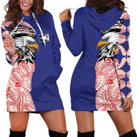 American Samoa Flag Day Hoodie Dress Tribal Tattoo with Eagle Blue-Red