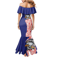 American Samoa Flag Day Mermaid Dress Tribal Tattoo with Eagle Blue-Red LT03 - Polynesian Pride