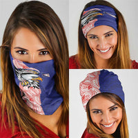 American Samoa Flag Day Neck Gaiter Tribal Tattoo with Eagle Blue-Red