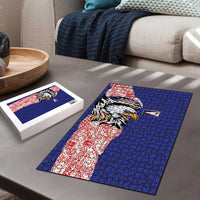 American Samoa Flag Day Puzzle Tribal Tattoo with Eagle Blue-Red