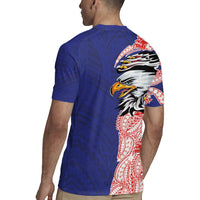 American Samoa Flag Day Rugby Jersey Tribal Tattoo with Eagle Blue-Red