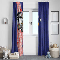 American Samoa Flag Day Window Curtain Tribal Tattoo with Eagle Blue-Red